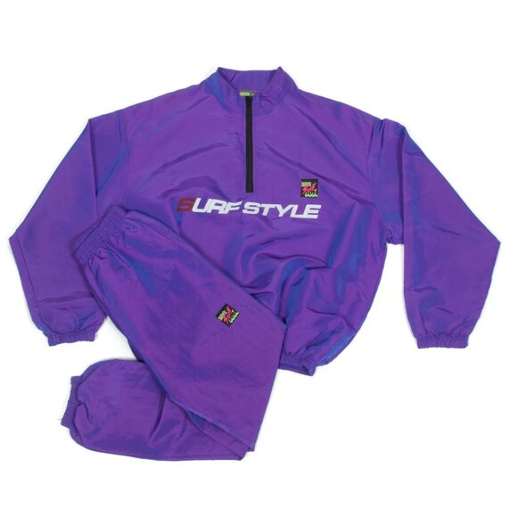 Vintage 80s Surf Style Purple Windbreaker Jacket Break Dancing - One Size - 113 - Picture 7 of 7